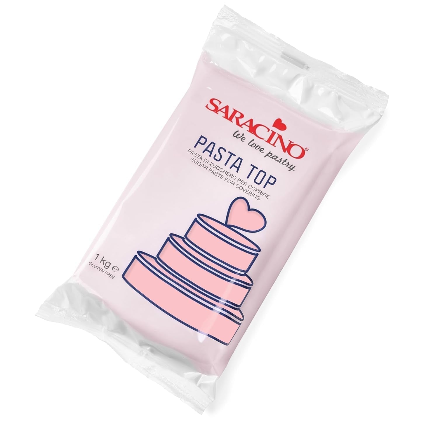 Saracino Fondant Top, pasta cukrowa do pokrycia 1 kg, wyprodukowana we Włoszech pasta cukrowa Naty Shop dziecko różowy