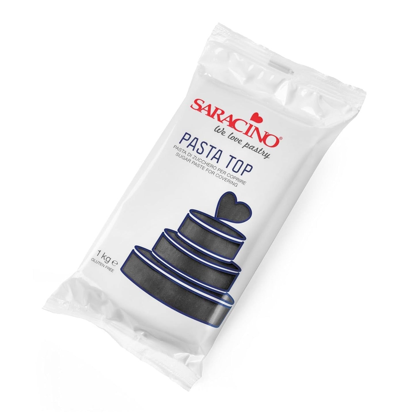 Top do kremówki Saracino, pasta cukrowa do pokrycia 1 kg, wyprodukowana we Włoszech pasta cukrowa Naty Shop czarna