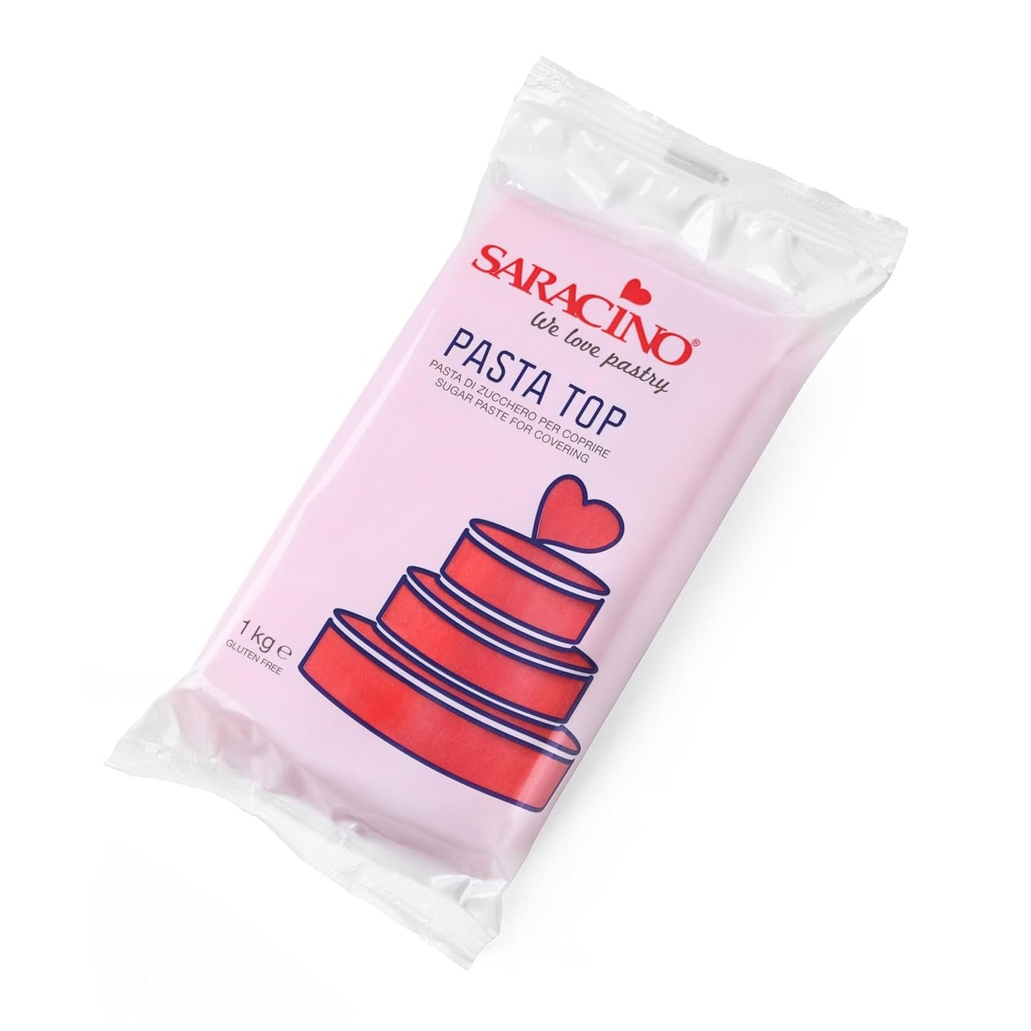 Top do kremówki Saracino, pasta cukrowa do pokrycia 1 kg, wyprodukowana we Włoszech, pasta cukrowa Naty Shop czerwona