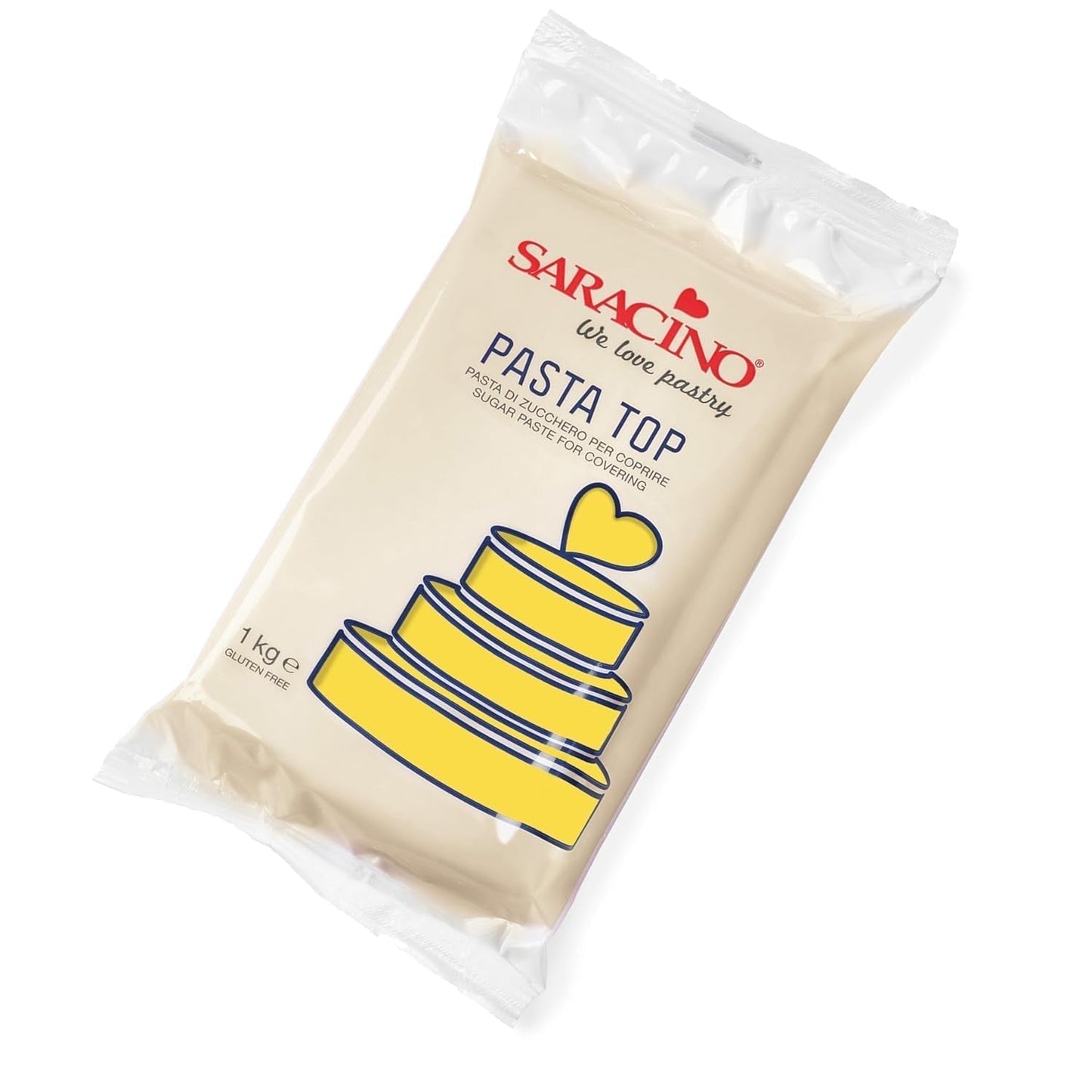 Top do kremówki Saracino, pasta cukrowa do pokrycia 1 kg, wyprodukowana we Włoszech pasta cukrowa Naty Shop żółty