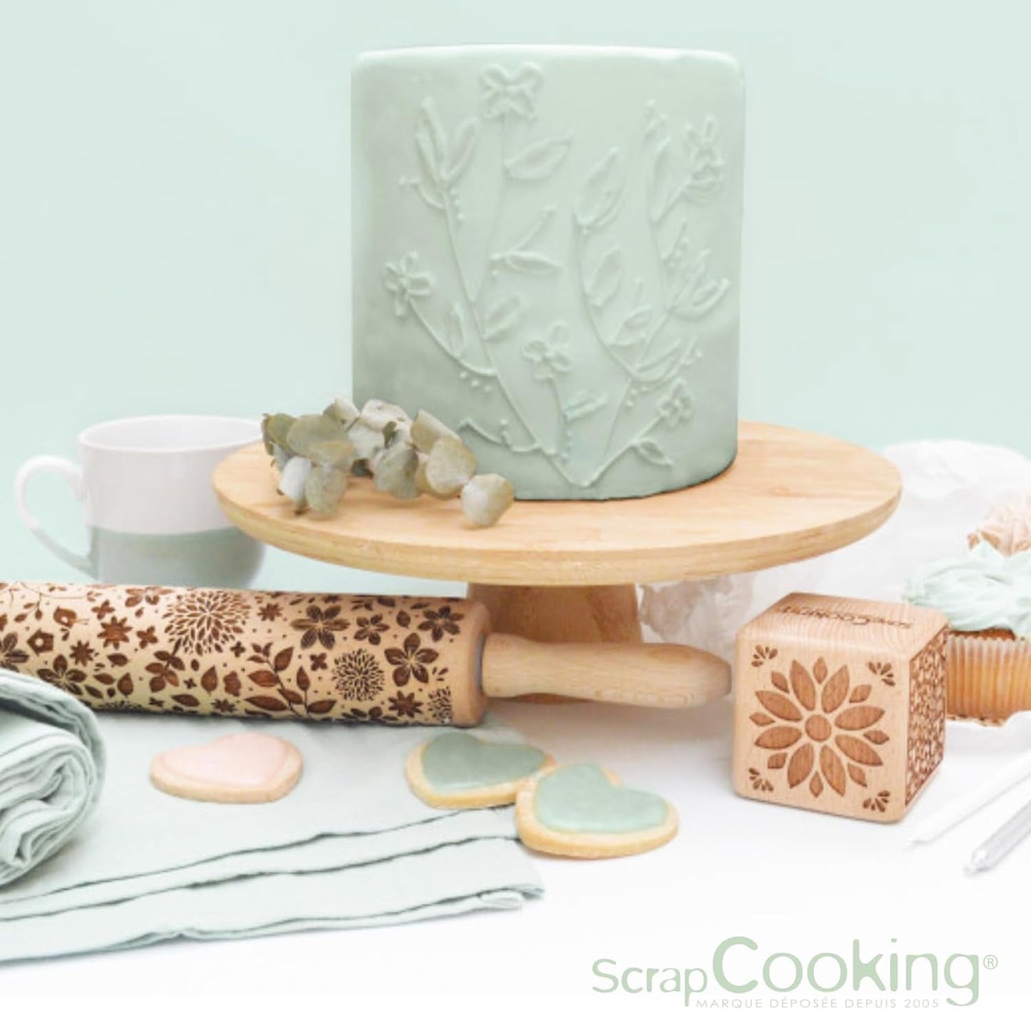 ScrapCooking - Pâte Ã Sucre Vert Sauge 250g - Colorant d'Origine Naturelle - Sans Gluten, Sans Huile de Palme - Pour Gâteaux, Pâtisseries Anniversaire - Vert Pastel - Fabrikie en France - 7621 Pasta cukrowa Naty Shop