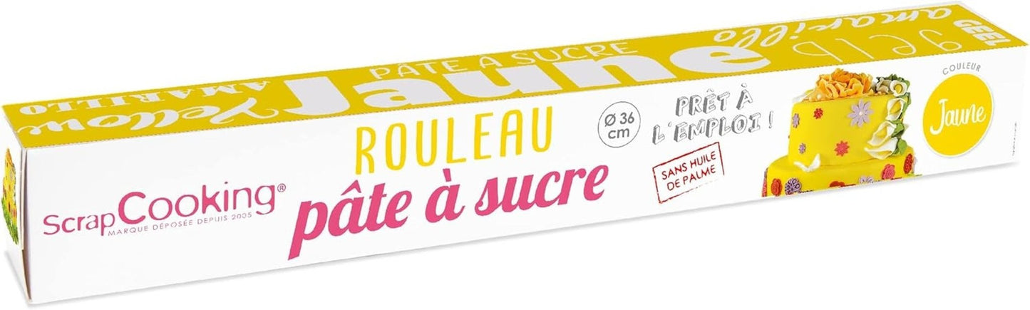 ScrapCooking - Różowa bułka z fondantem 36 cm - Walcowana czarna fondant 430 g - Topper na ciasto Dekoracja na topper fondant na ciasta, pieczenie, urodziny, imprezy - Różowy - 7264 Naty Shop Żółta pasta cukrowa