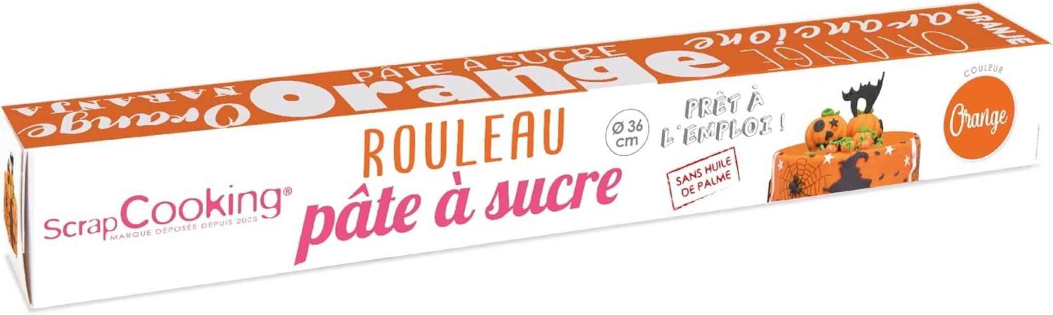 ScrapCooking - Różowa bułka z fondantem 36 cm - Zwijana czarna fondant 430 g - Topper na ciasto Dekoracja na topper fondant na ciasta, pieczenie, urodziny, imprezy - Różowy - 7264 Naty Shop Pomarańczowa pasta cukrowa