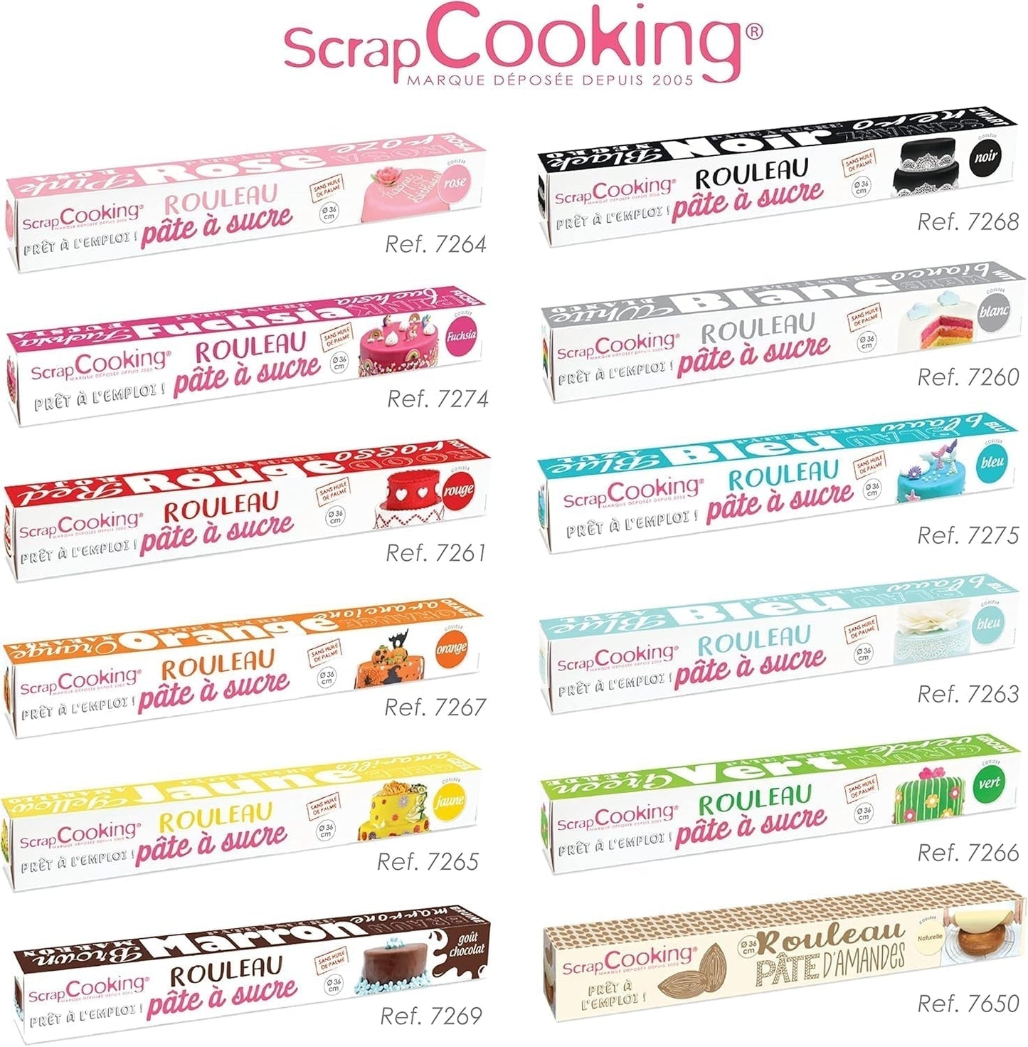 ScrapCooking - Różowa bułka z fondantem 36 cm - Zwijana czarna fondant 430 g - Topper na ciasto Dekoracja na ciasto, pieczenie, urodziny, imprezy - Różowy - 7264 Pasta cukrowa Naty Shop