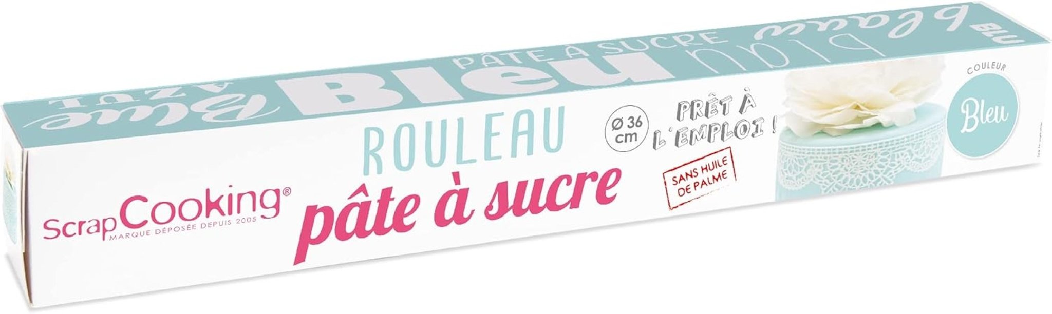 ScrapCooking - Różowa bułka z fondantem 36 cm - Walcowana czarna fondant 430 g - Topper na ciasto Dekoracja na ciasto, pieczenie, urodziny, imprezy - Różowy - 7264 Naty Shop Sugarpaste Sky blue