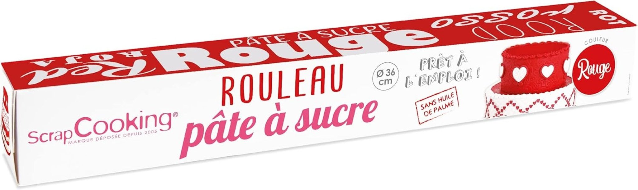 ScrapCooking - Różowa bułka z fondantem 36 cm - Walcowana czarna fondant 430 g - Topper na ciasto Dekoracja na topper fondant na ciasta, pieczenie, urodziny, imprezy - Różowy - 7264 Naty Shop Czerwona pasta cukrowa