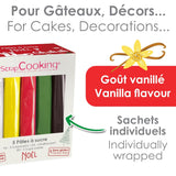 ScrapCooking - Zestaw 5 kremówek - biała, żółta, czerwona, zielona i brązowa - 5 x 80g - pasta cukrowa do ciast Ozdoby do ciast Urodziny Boże Narodzenie - bezglutenowe i bez oleju palmowego - 7257 Naty Shop Sugarpaste