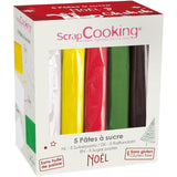 ScrapCooking - Zestaw 5 kremówek - biała, żółta, czerwona, zielona i brązowa - 5 x 80g - pasta cukrowa do ciast Ozdoby do ciast Urodziny Boże Narodzenie - bez glutenu i oleju palmowego - 7257 Sugarpaste Naty Shop Default Title