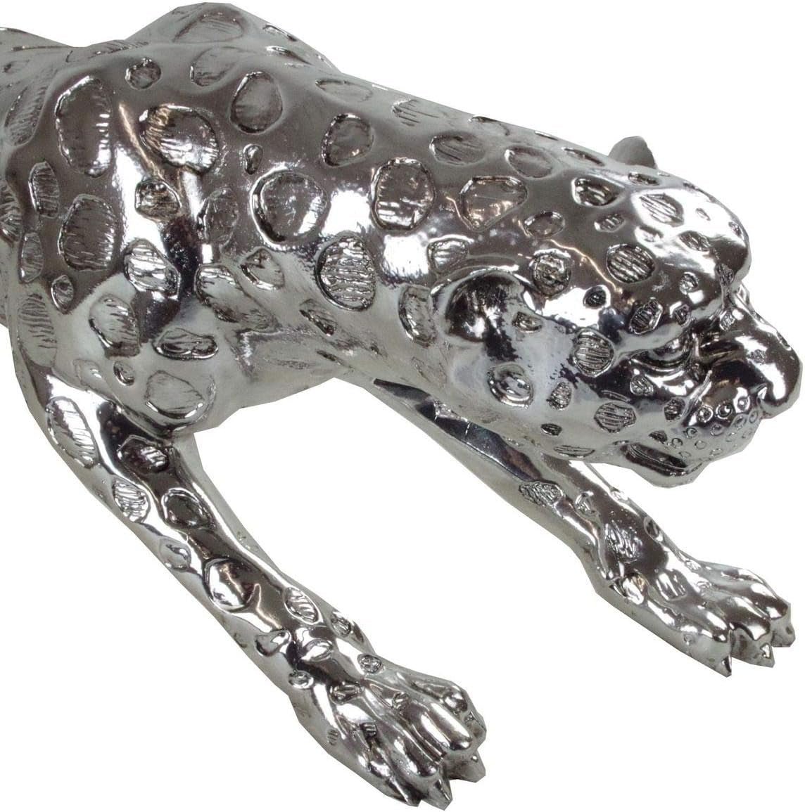 Rzeźba dekoracyjna Casablanca XL - Gpard Srebrny matowy - Wystrój salonu - Długość 80 cm Figurki i rzeźby Naty Shop