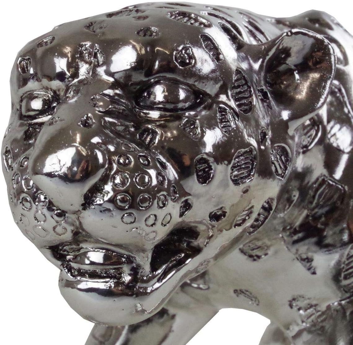 Rzeźba dekoracyjna Casablanca XL - Gpard Srebrny matowy - Wystrój salonu - Długość 80 cm Figurki i rzeźby Naty Shop