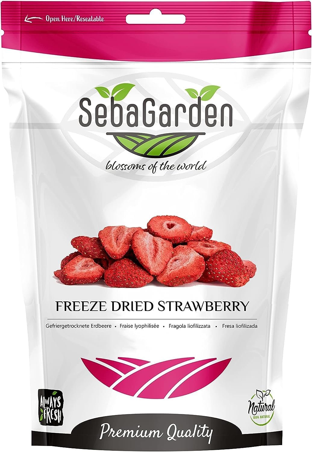 Seba Garden Premium Truskawki Liofilizowane, Pyszne Truskawki Śródziemnomorskie, Bez GMO i Wegańskie (100g) Produkty suszone Mój Sklep 400G