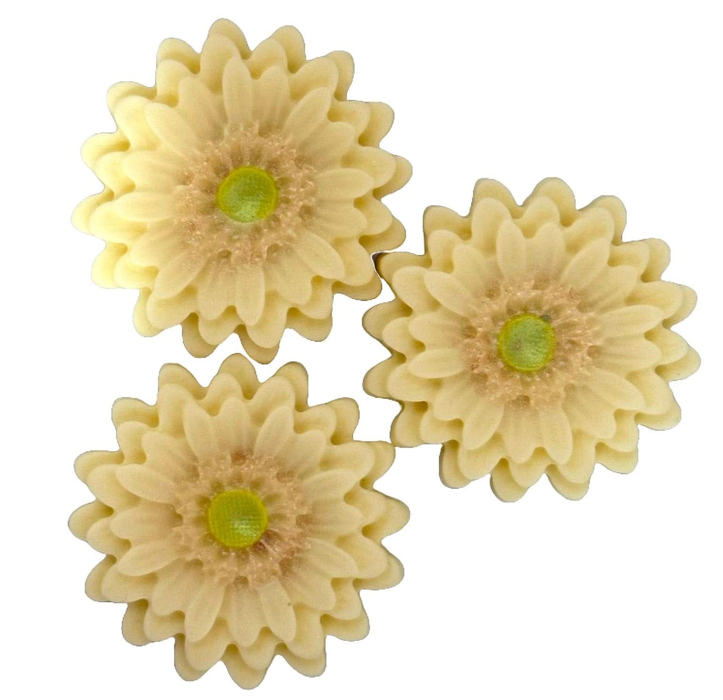 Zestaw 3 dekoracji z cukru jadalnego, kremowe dekoracje z pasty cukrowej Gerbera Nati Shop