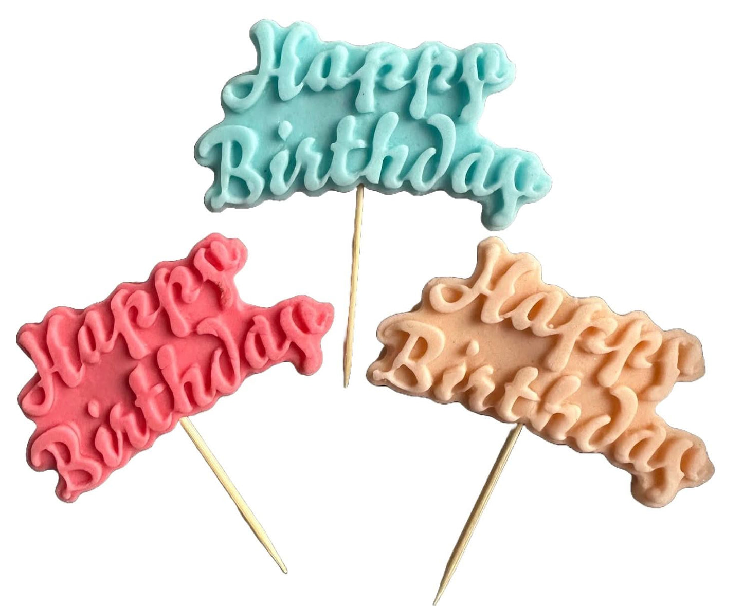 Zestaw 3 jadalnych dekoracji z cukru, Dekoracje z pasty cukrowej Happy Birthday Nati Shop