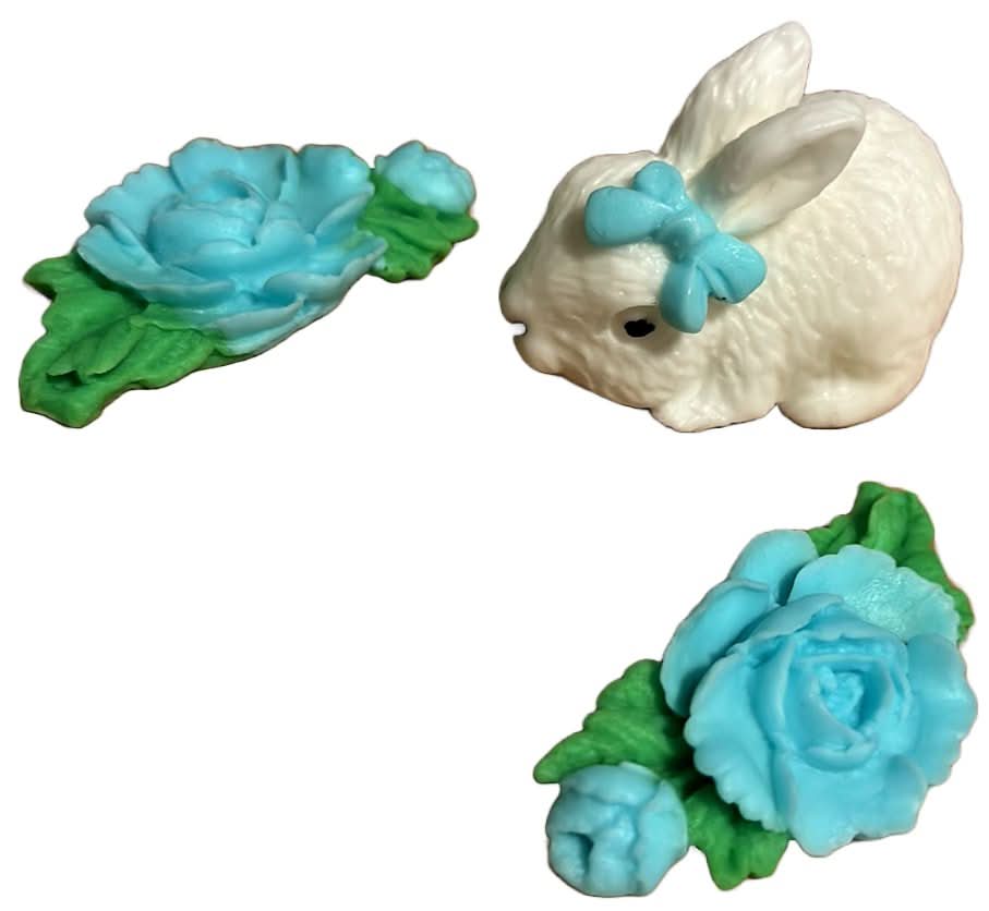 Zestaw 3 dekoracji z cukru jadalnego, Dekoracje z pasty cukrowej Bunny Nati Shop