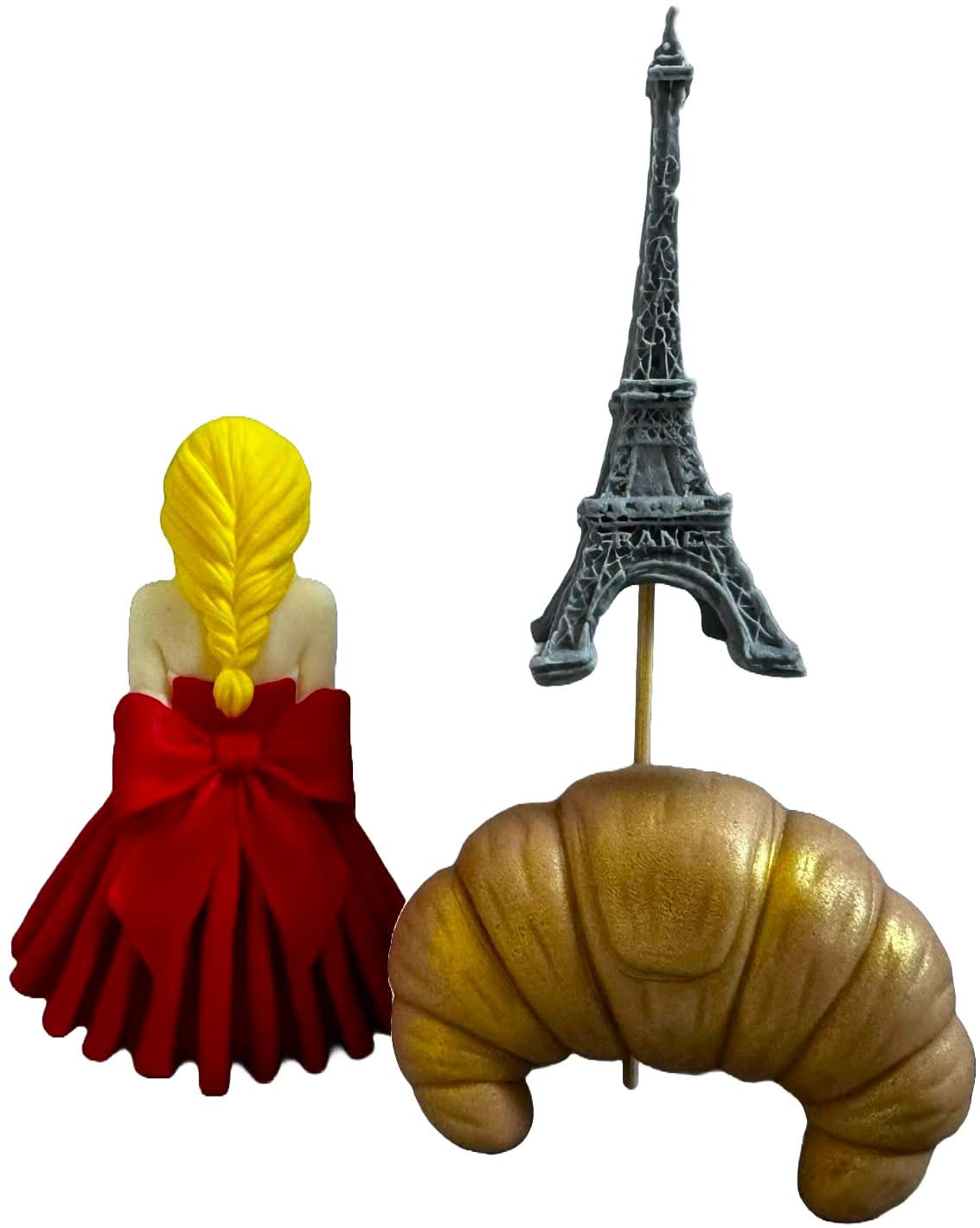 Zestaw 3 dekoracji z cukru jadalnego, Lady in Paris Dekoracje z pasty cukrowej Nati Shop