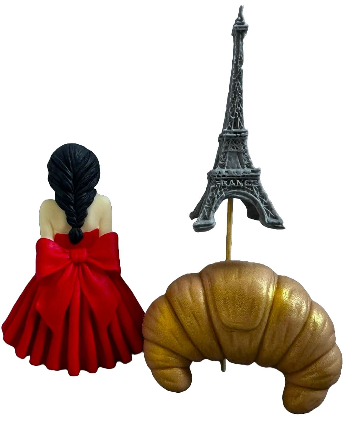 Zestaw 3 dekoracji z cukru jadalnego, Lady in Paris Dekoracje z pasty cukrowej Nati Shop