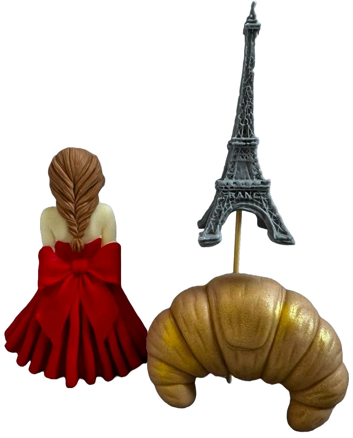 Zestaw 3 dekoracji z cukru jadalnego, Lady in Paris Dekoracje z pasty cukrowej Nati Shop