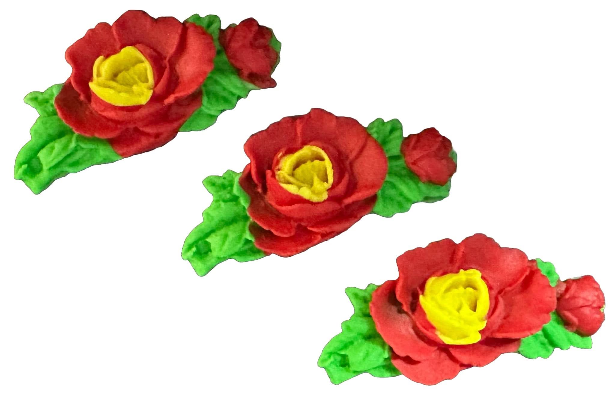 Zestaw 3 jadalnych dekoracji cukrowych, różyczki ze sklepu Sugar Paste Nati
