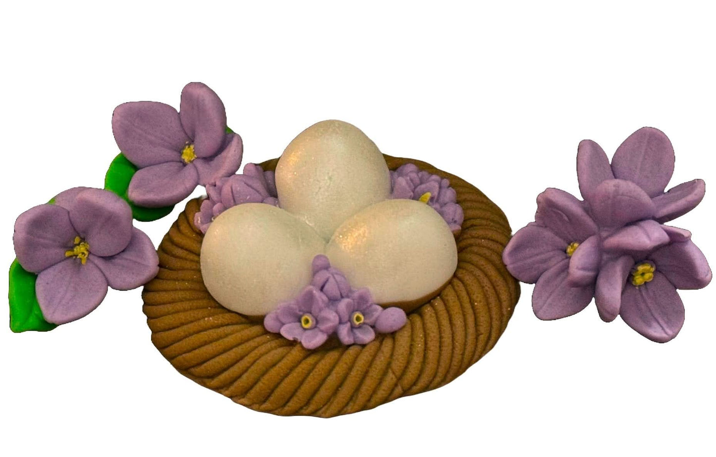 Zestaw 4 jadalnych dekoracji cukrowych, gniazdko z jajkami. Ozdoby ze sklepu Sugar Paste Nati