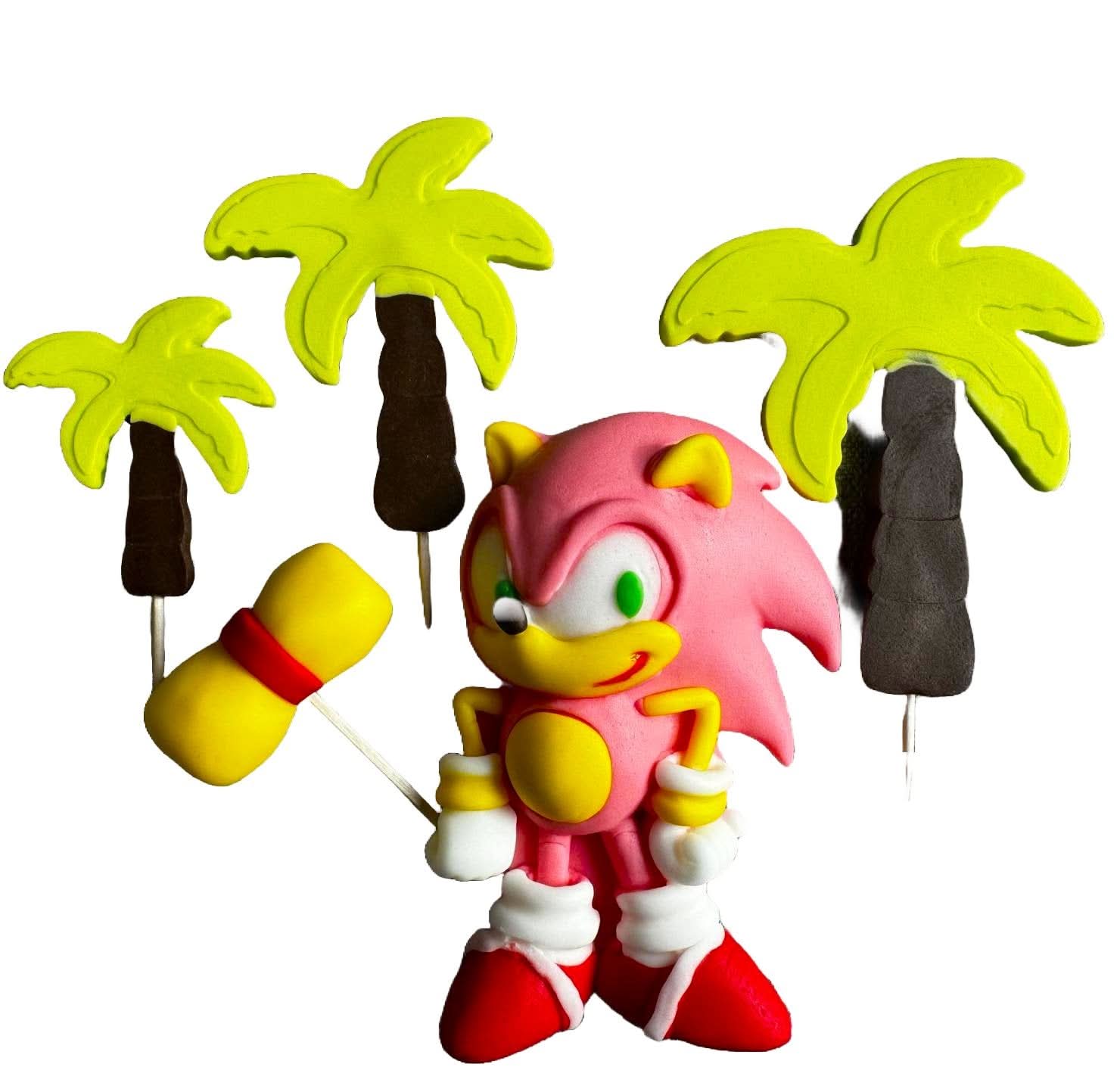 Zestaw 5 jadalnych dekoracji cukrowych, Amy Rose - Sonic Sugar Paste Decorations Nati Shop