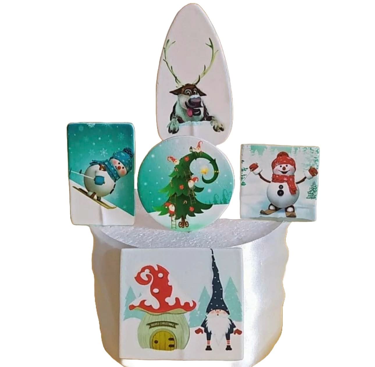 Zestaw 5 jadalnych dekoracji cukrowych, Christmas Nati Shop