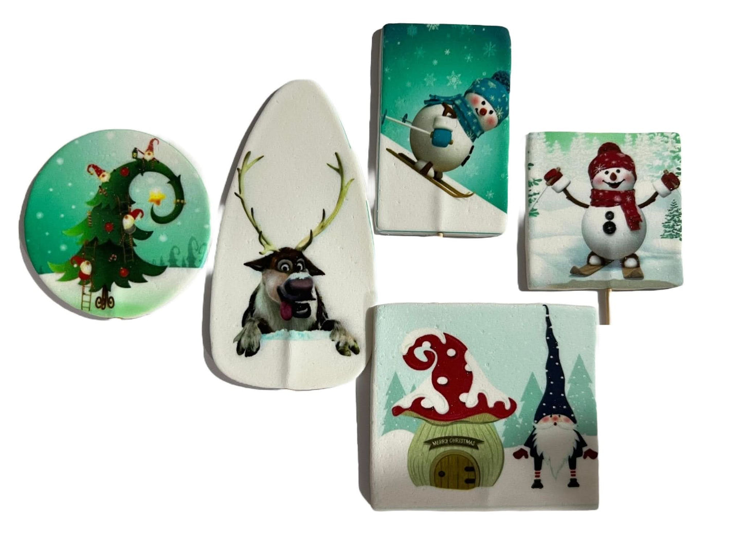 Zestaw 5 jadalnych dekoracji cukrowych, Christmas Nati Shop