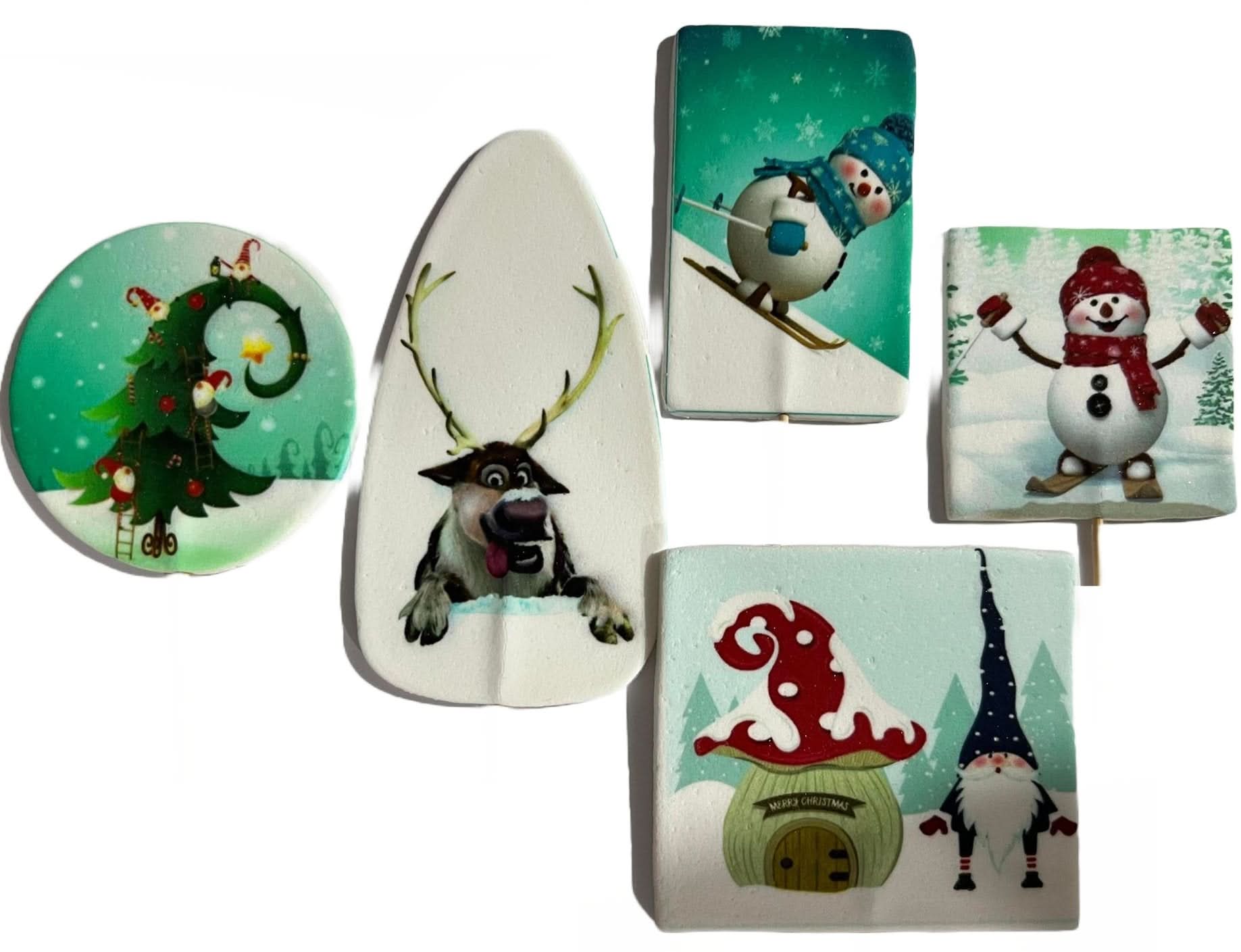 Zestaw 5 jadalnych dekoracji cukrowych, Christmas Nati Shop