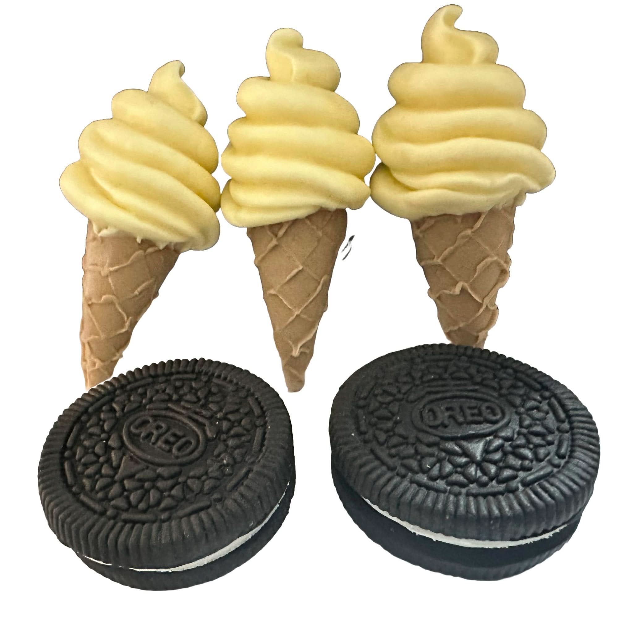 Zestaw 5 jadalnych dekoracji z cukru, lodów i dekoracji Oreo ze sklepu Sugar Paste Nati