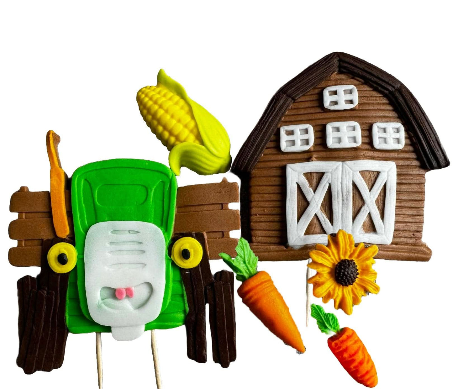 Zestaw 6 jadalnych dekoracji z cukru, Ferma Sugar Paste Dekoracje Nati Shop