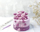 Zestaw 6 jadalnych dekoracji z cukru, Purpurowe Serca Dekoracje z Pasty Cukrowej Naty Shop