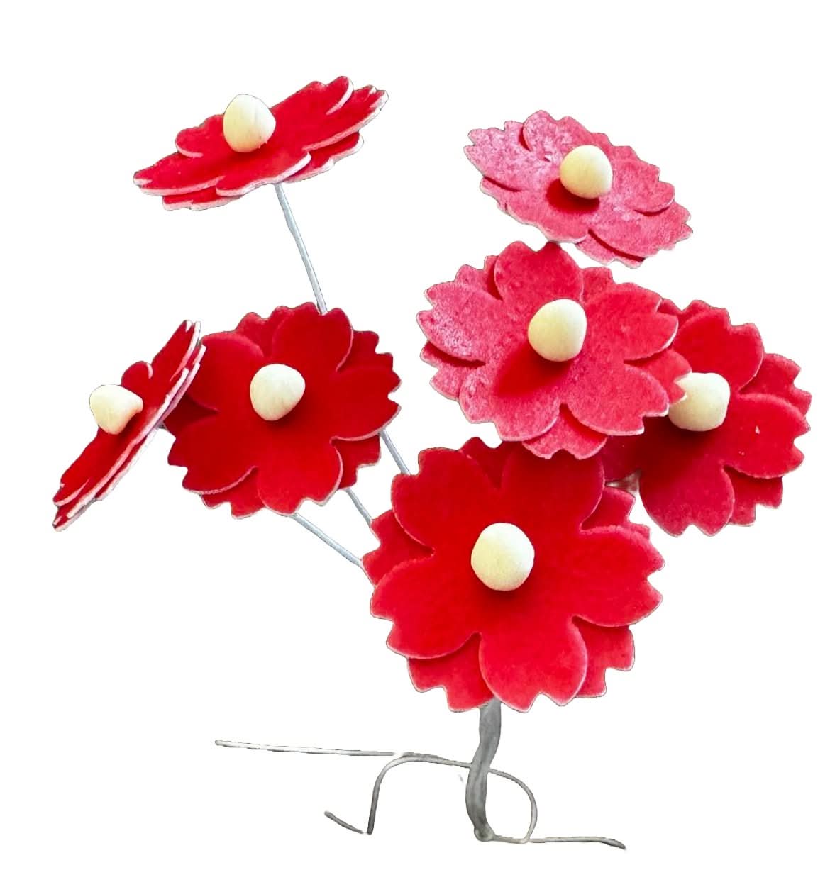 Zestaw 7 jadalnych dekoracji z wafli, Czerwone kwiaty. Dekoracje ze sklepu Sugar Paste Nati