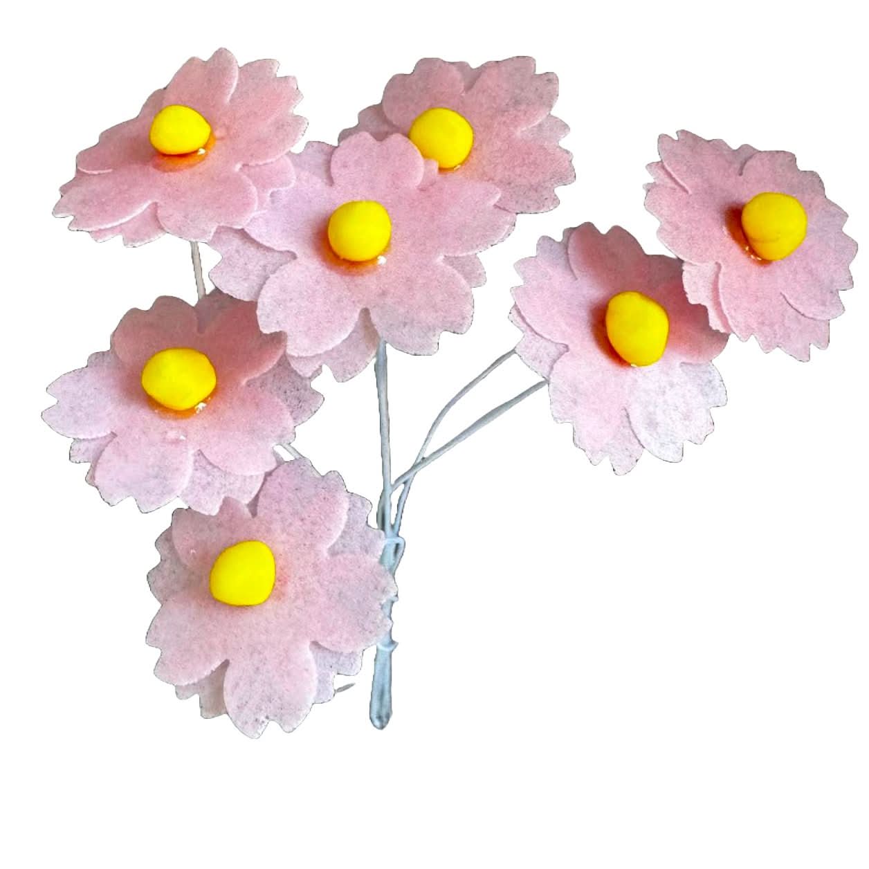 Zestaw 7 jadalnych dekoracji z wafli, Różowe kwiaty. Ozdoby ze sklepu Sugar Paste Nati