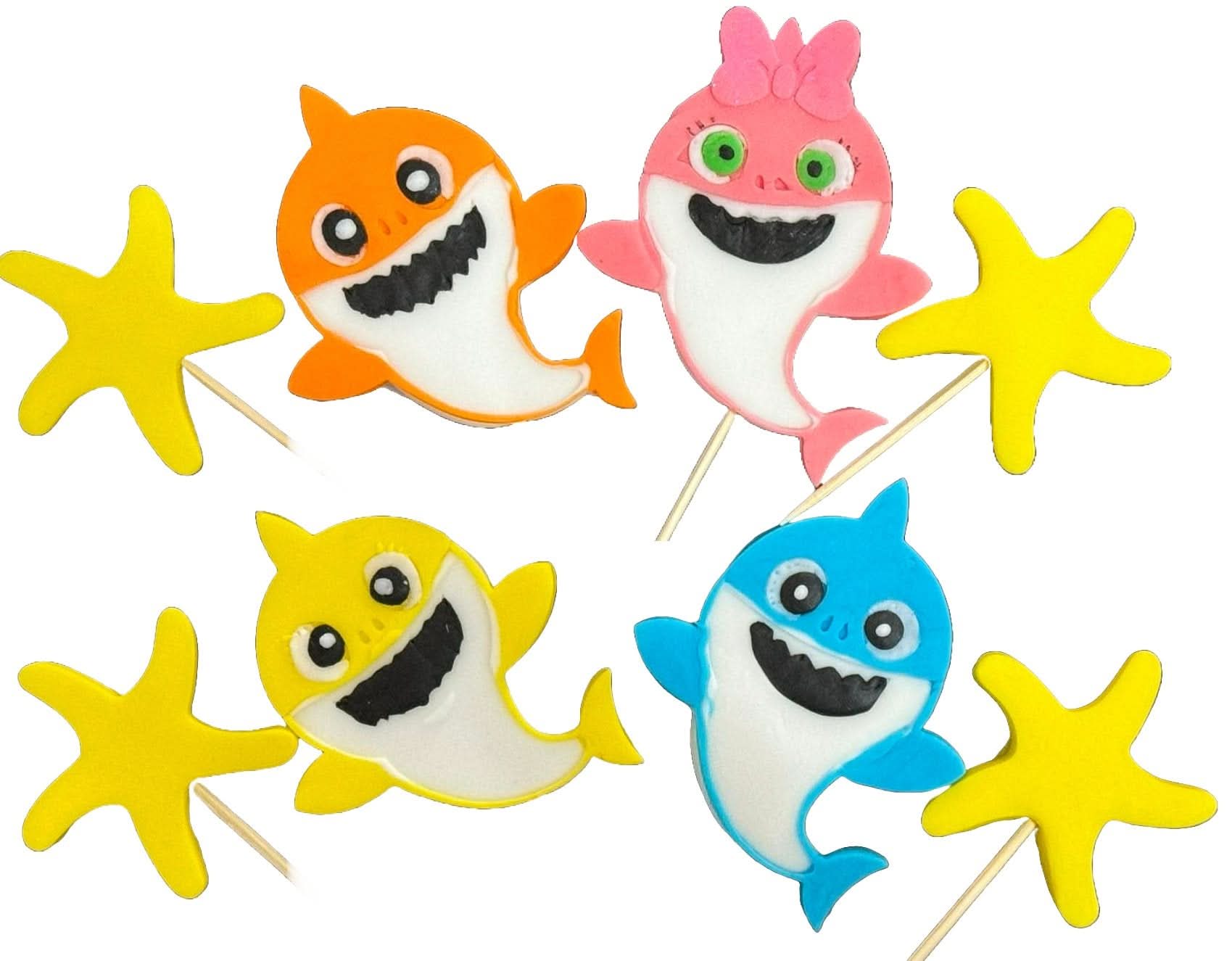Zestaw 8 jadalnych dekoracji z cukru, Baby Shark Sugar Paste Dekoracje Nati Shop