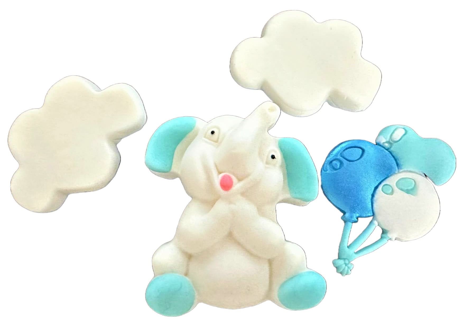 Zestaw jadalnych dekoracji cukrowych, Dekoracje z pasty cukrowej Blue Elephant Nati Shop
