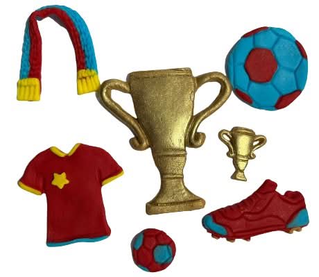 Zestaw jadalnych dekoracji cukrowych, Ozdoby z pasty cukrowej Football Nati Shop