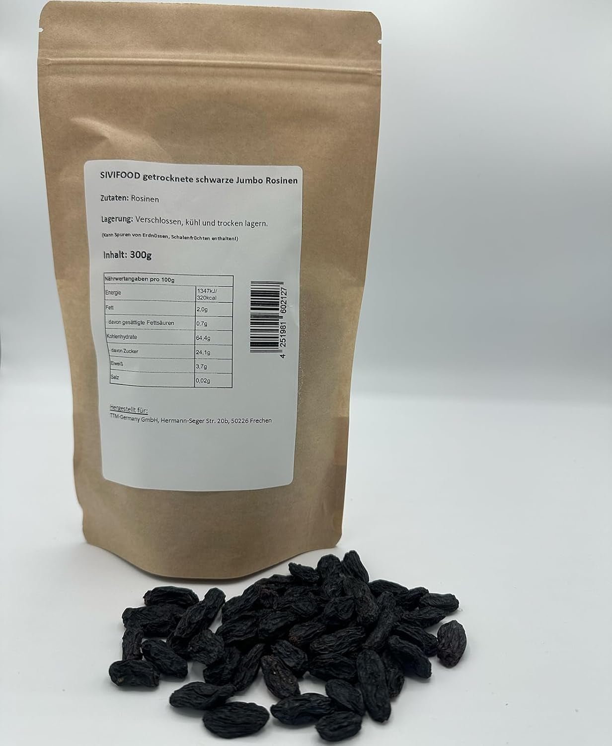 SIVIFOOD jumbo czarne sułtanki 300g - duże i pyszne czarne sułtanki najwyższej jakości naturalnie suszone słodkie owocowe winogrona niesiarkowane niesłodzone niesłodzone niesłodzone bezolejowe dodatki Kishmish Produkty suszone Naty Shop