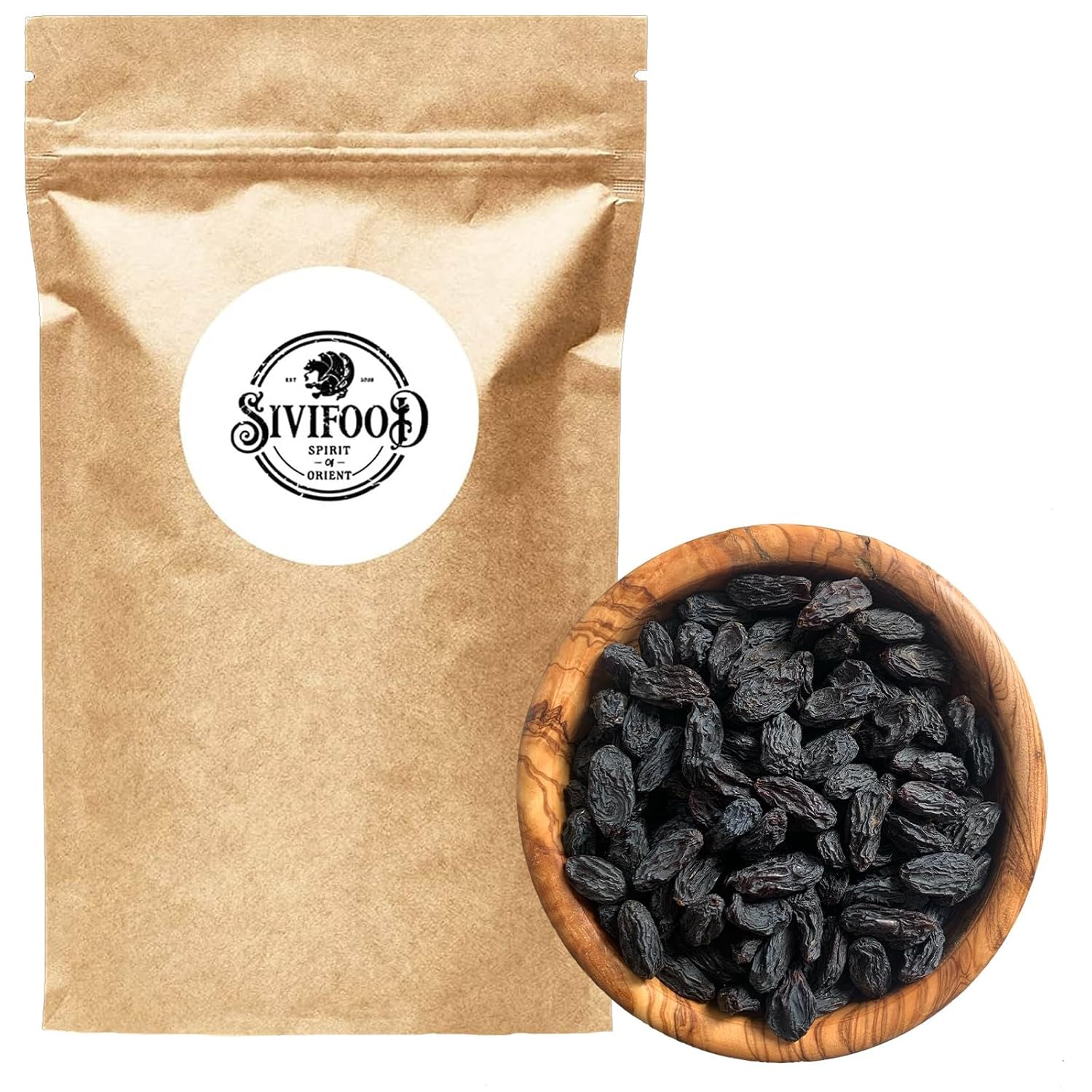 SIVIFOOD jumbo czarne sułtanki 300g - najwyższej jakości duże pyszne czarne sułtanki naturalnie suszone słodkie owocowe winogrona niesiarkowane niesłodzone niesłodzone niesłodzone bez oleju bez dodatków Kishmish Dehydrated Products Naty Shop 300G