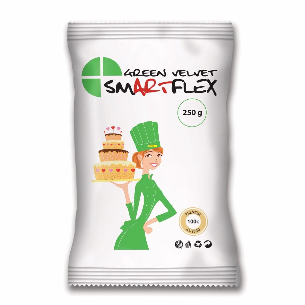 SmartFlex Fondant Green Velvet, 250 g (opakowanie 2 szt.) Naty Shop pasta cukrowa