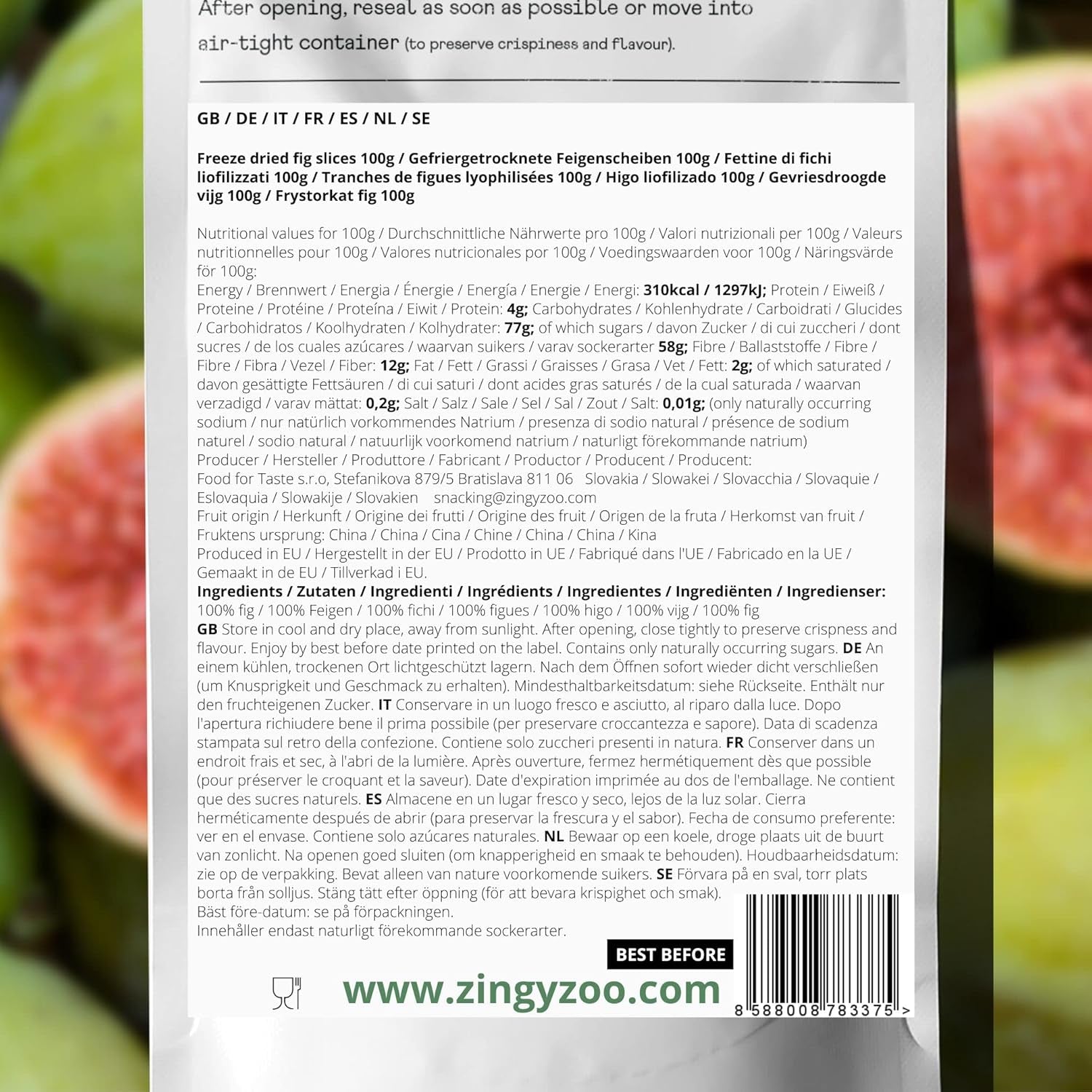 Figi liofilizowane 100% naturalne suszone figi | Bez dodatku cukru Zdrowe słodycze liofilizowane | Owoce liofilizowane Figi liofilizowane | ZingyZoo (100g) Naty Kupuj produkty suszone