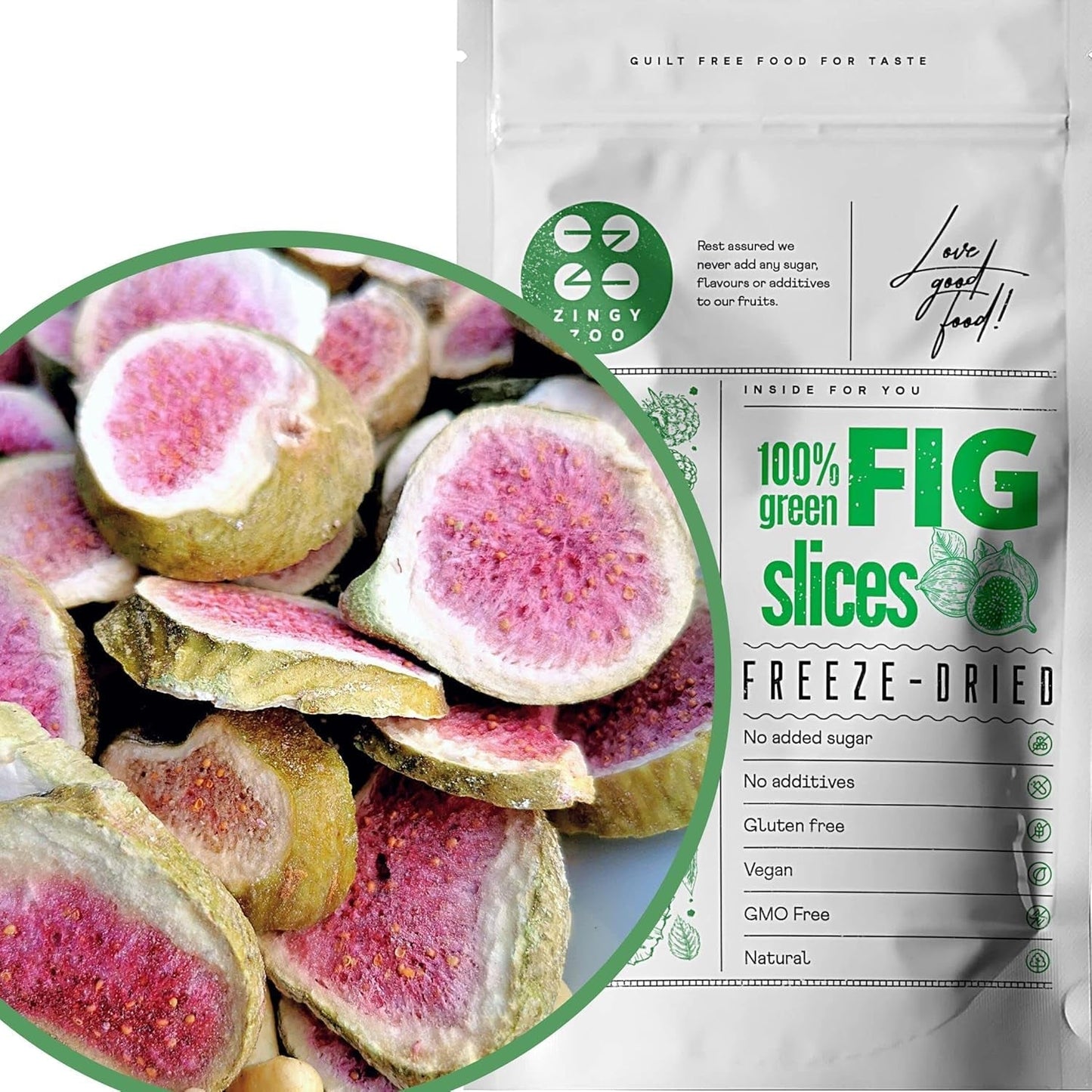 Figi liofilizowane 100% naturalne suszone figi | Bez dodatku cukru Zdrowe słodycze liofilizowane | Owoce liofilizowane Figi liofilizowane | ZingyZoo (100g) Naty Shop produkty suszone 100 G (1 opakowanie)