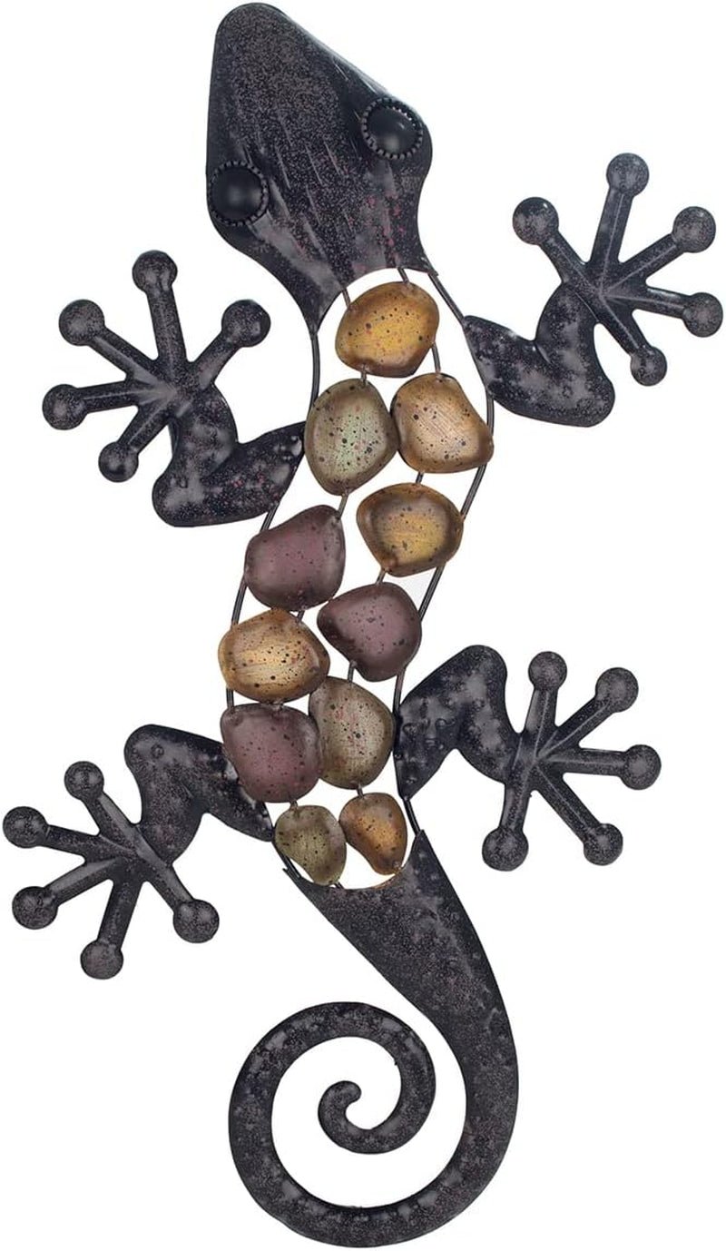Metalowa ściana jaszczurka w odcieniach ziemi 60 x 30 x 1,5 cm, kolorowa, standardowa Figurki i rzeźby Sklep Naty Tytuł domyślny