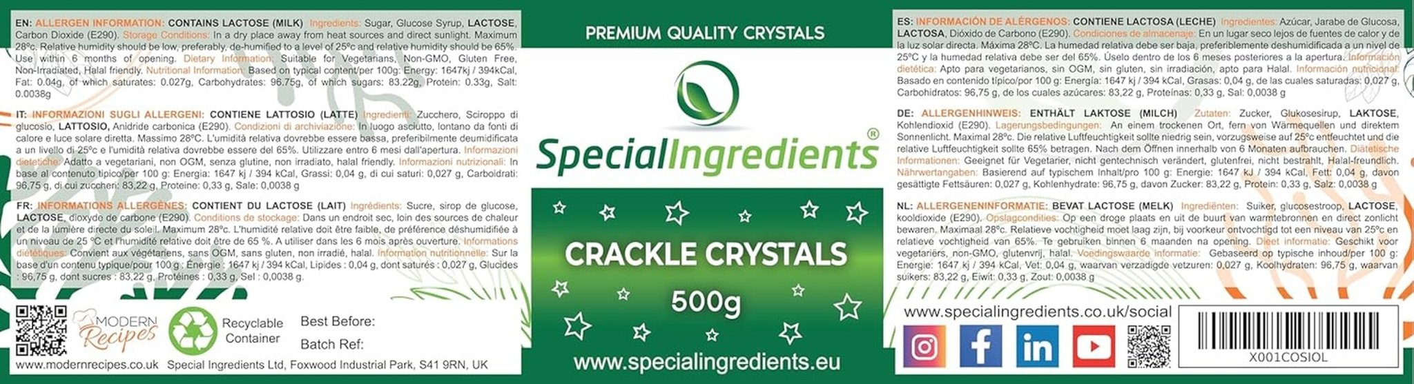 Składniki specjalne Crackle Crystals Crackle 500g Najwyższa jakość, bez GMO, idealna do ciast, słodyczy i lodów Pasta cukrowa Naty Shop