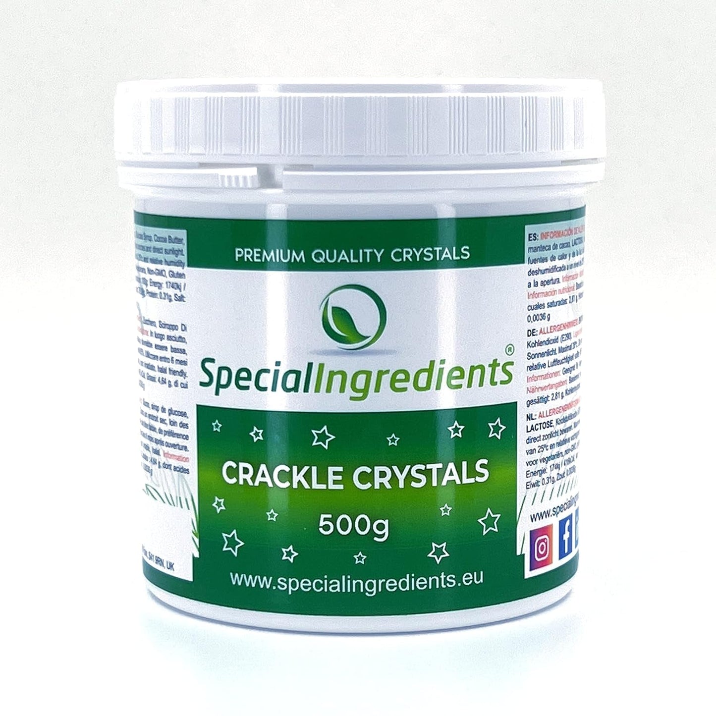 Składniki specjalne Crackle Crystals Crackle 500g Najwyższa jakość, bez GMO, idealna do ciast, słodyczy i lodów Naty Shop Pasta cukrowa 500G (1 opakowanie)