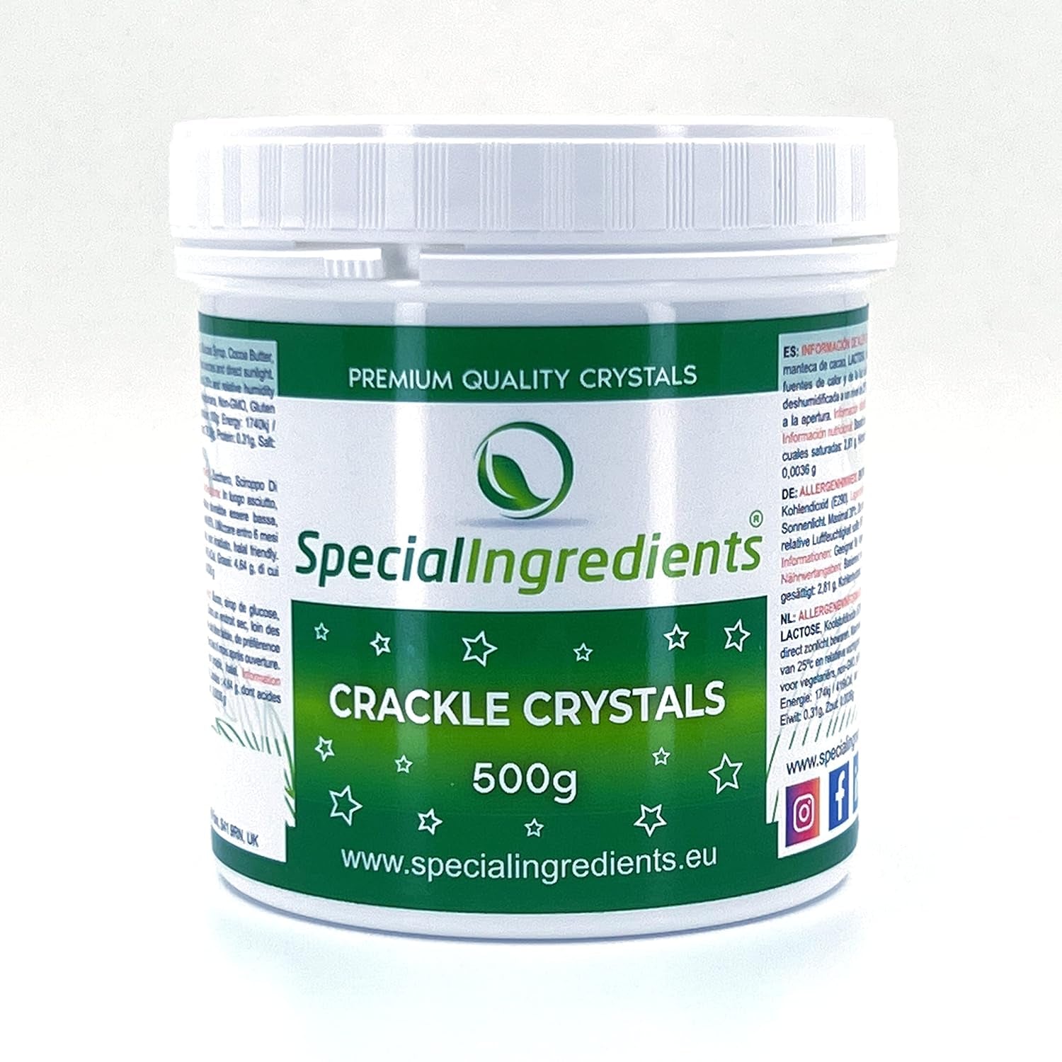 Składniki specjalne Crackle Crystals Crackle 500g Najwyższa jakość, bez GMO, idealna do ciast, słodyczy i lodów Naty Shop Pasta cukrowa 500G (1 opakowanie)