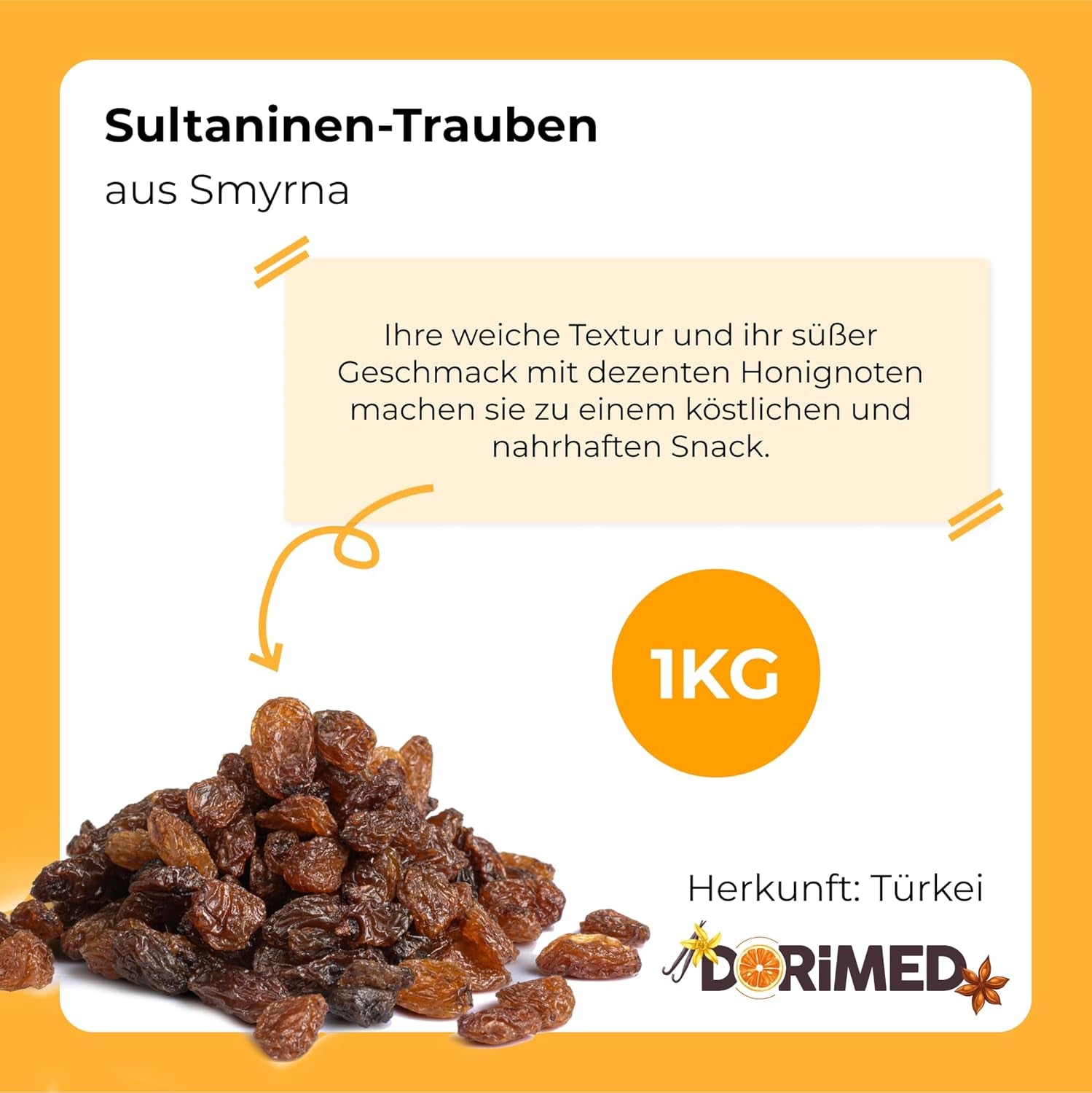 Rodzynki Sułtanki 1kg | Smyrna Rodzynka | Sułtanki suszone rodzynki z Izmiru | 100% pochodzenia tureckiego | Wysokiej jakości przekąski | w Błonnik z suszonych winogron | Naty Kup produkty suszone