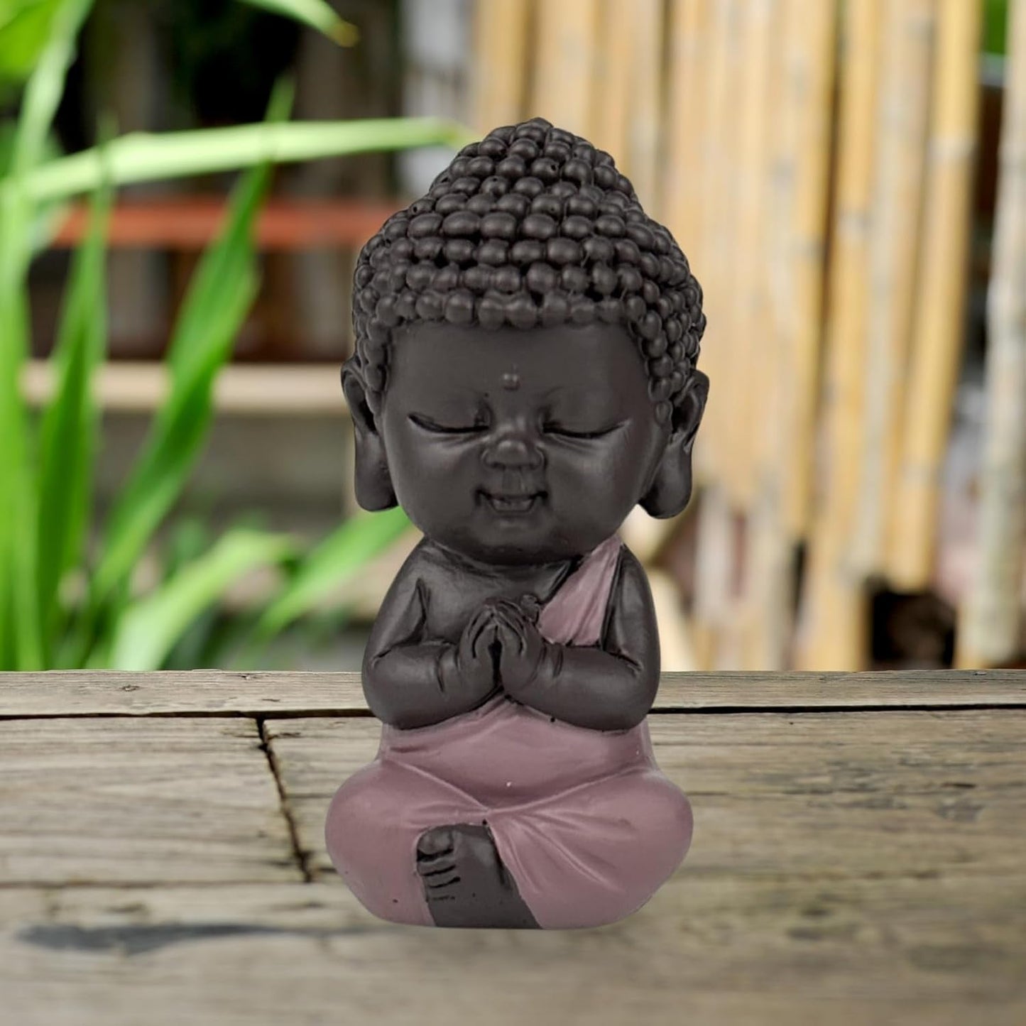 Figurka Małego Buddy Różowa Toga - Inspirująca i wesoła figurka - Pozytywny talizman Koncentracja - Uroczy i duchowy pomysł na prezent - H 7 cm - Zen'Light Figurki i rzeźby Naty Shop