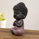 Figurka Małego Buddy Różowa Toga - Inspirująca i wesoła figurka - Pozytywny talizman Koncentracja - Uroczy i duchowy pomysł na prezent - H 7 cm - Zen'Light Figurki i rzeźby Naty Shop
