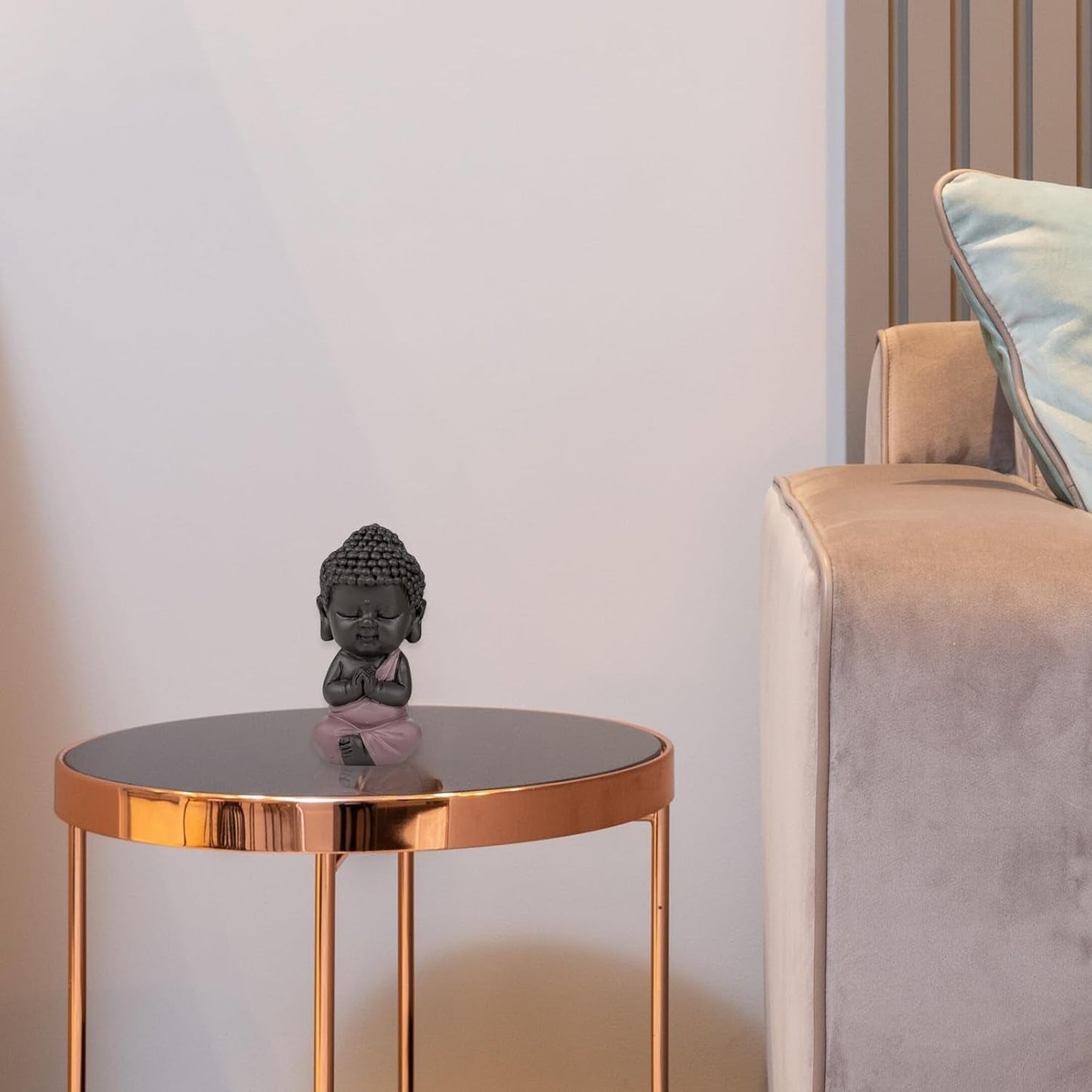 Figurka Małego Buddy Różowa Toga - Inspirująca i wesoła figurka - Pozytywny talizman Koncentracja - Uroczy i duchowy pomysł na prezent - H 7 cm - Zen'Light Figurki i rzeźby Naty Shop