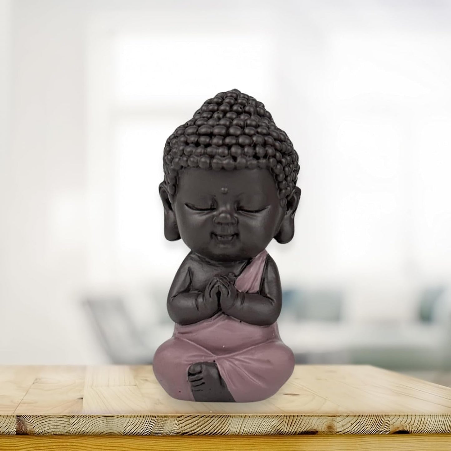 Figurka Małego Buddy Różowa Toga - Inspirująca i wesoła figurka - Pozytywny talizman Koncentracja - Uroczy i duchowy pomysł na prezent - H 7 cm - Zen'Light Figurki i rzeźby Naty Shop