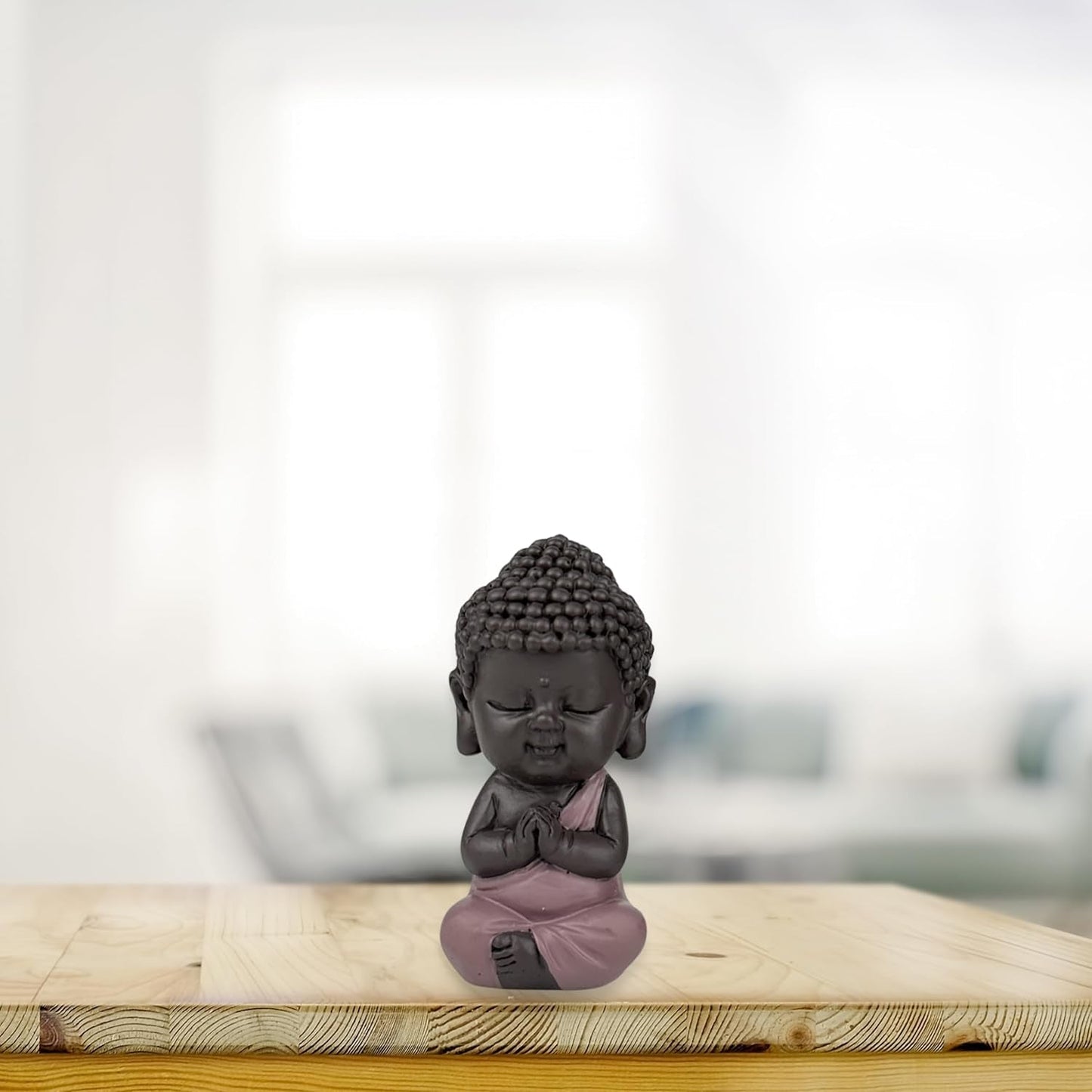 Figurka Małego Buddy Różowa Toga - Inspirująca i wesoła figurka - Pozytywny talizman Koncentracja - Uroczy i duchowy pomysł na prezent - H 7 cm - Zen'Light Figurki i rzeźby Naty Shop